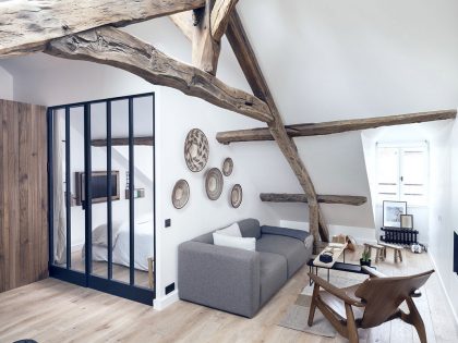 A Cozy and Bright Apartment with Rustic and Contemporary Charm in Le Marais, France