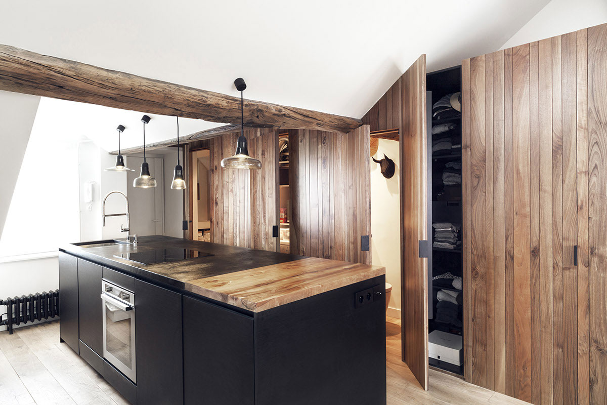 A Cozy and Bright Apartment with Rustic and Contemporary Charm in Le Marais, France by Margaux Beja (4)