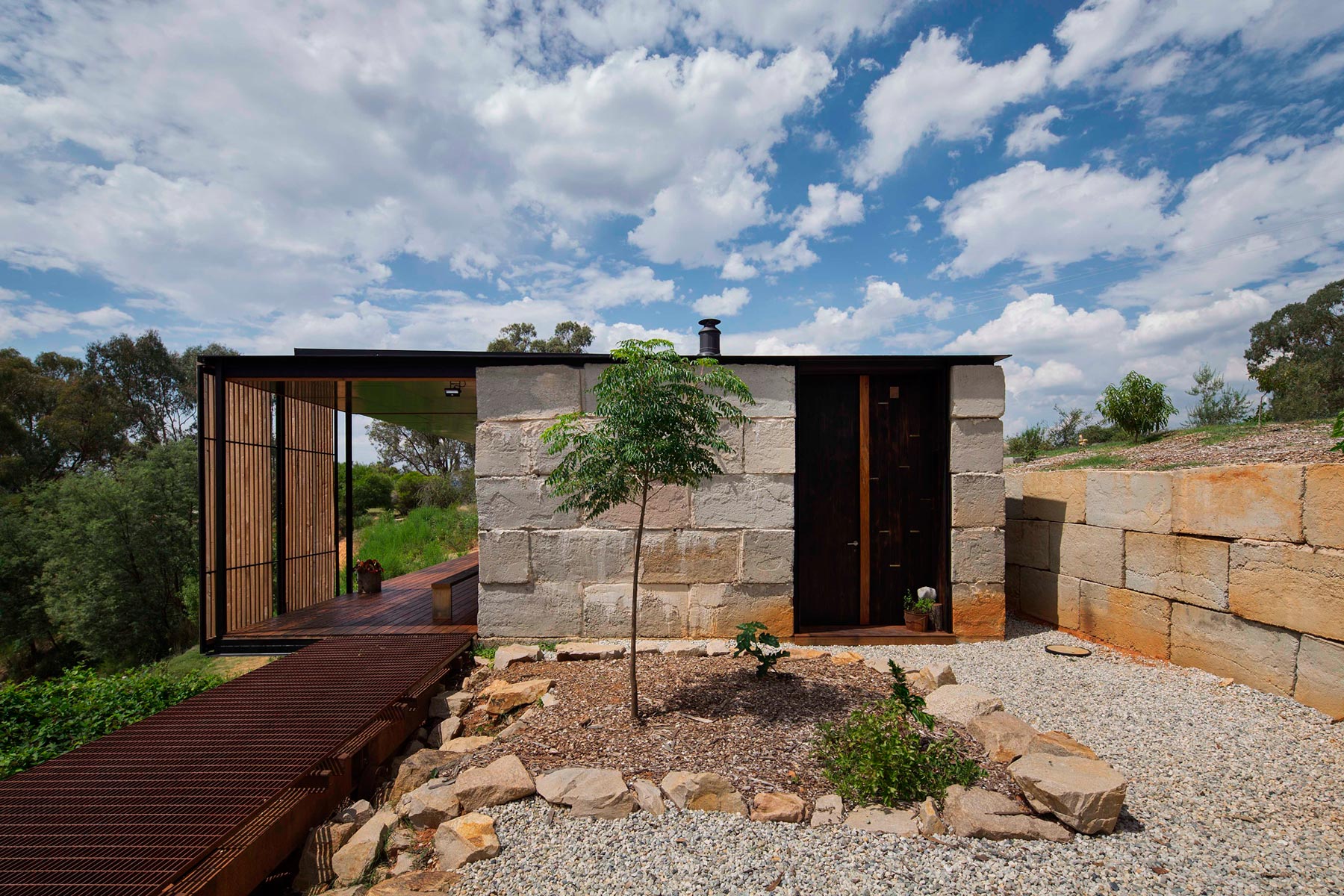 A Modern House Built From Reclaimed Concrete Blocks and Rough-Sawn Wood in Yackandandah, Australia by ARCHIER (13)