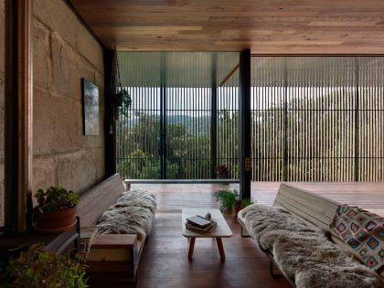 A Modern House Built From Reclaimed Concrete Blocks and Rough-Sawn Wood in Yackandandah, Australia by ARCHIER (17)