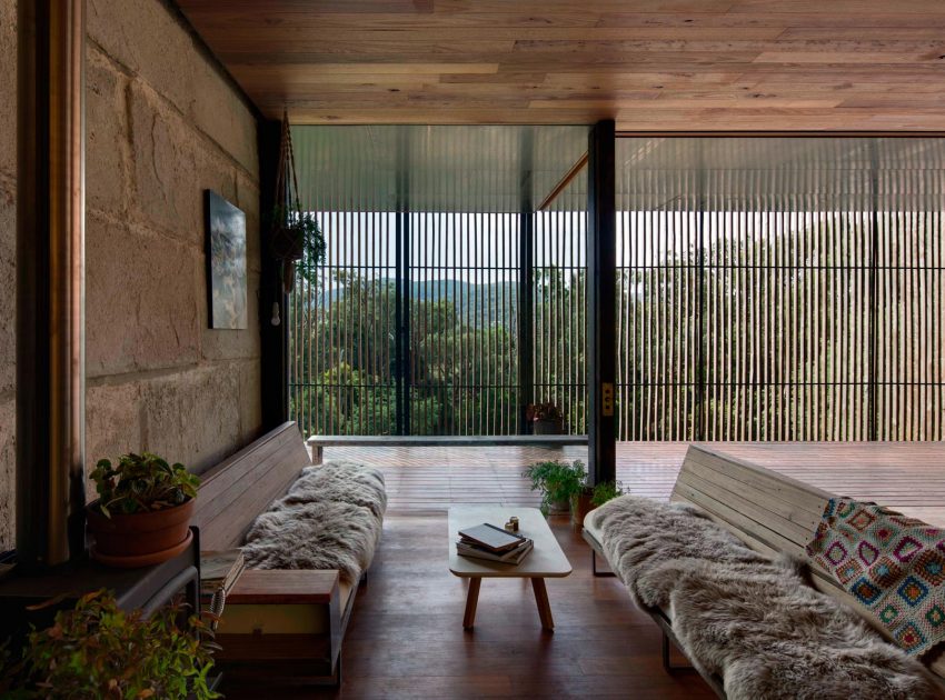 A Modern House Built From Reclaimed Concrete Blocks and Rough-Sawn Wood in Yackandandah, Australia by ARCHIER (17)