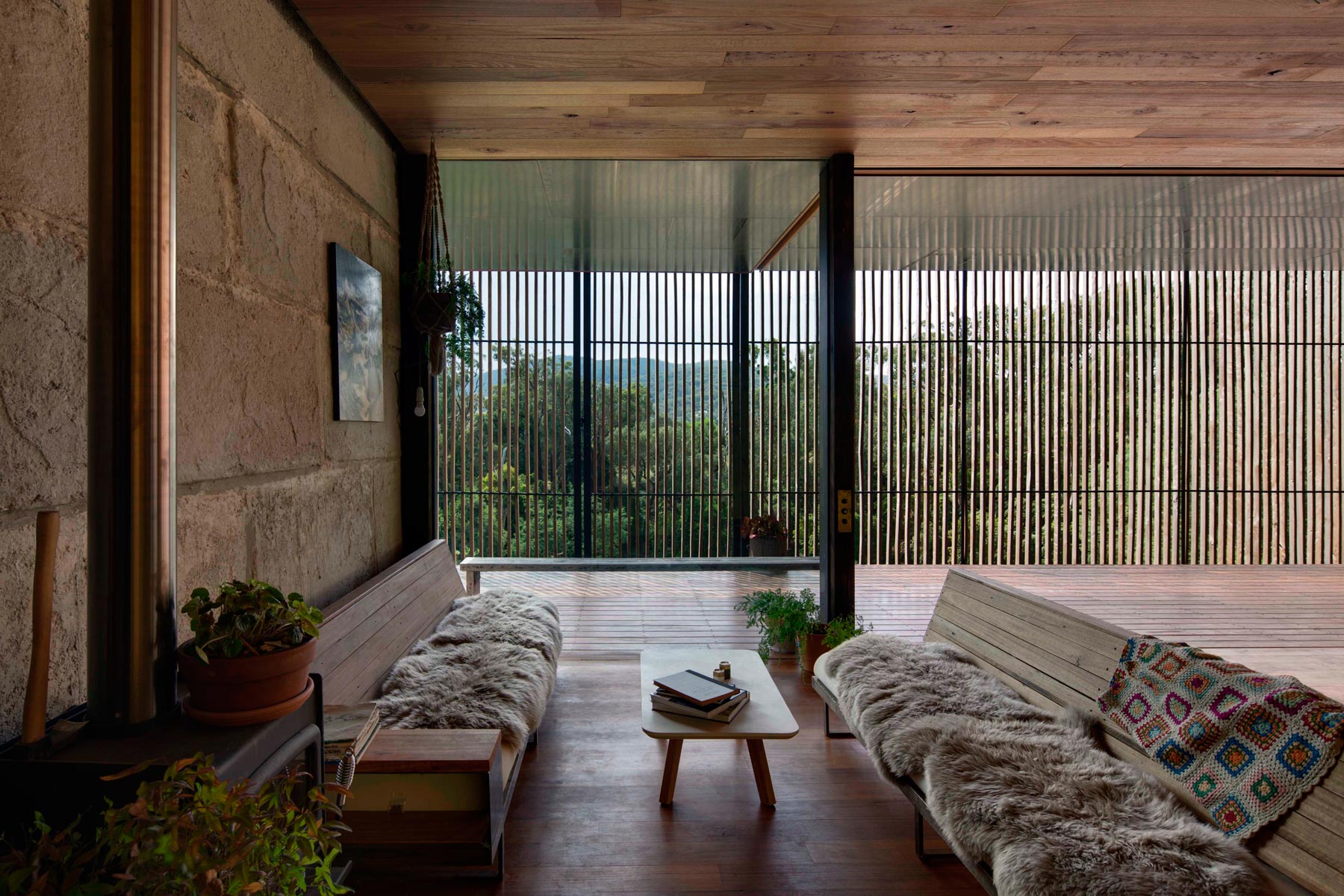 A Modern House Built From Reclaimed Concrete Blocks and Rough-Sawn Wood in Yackandandah, Australia by ARCHIER (17)