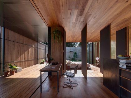 A Modern House Built From Reclaimed Concrete Blocks and Rough-Sawn Wood in Yackandandah, Australia by ARCHIER (23)