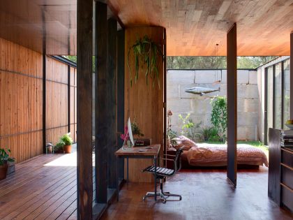 A Modern House Built From Reclaimed Concrete Blocks and Rough-Sawn Wood in Yackandandah, Australia by ARCHIER (24)