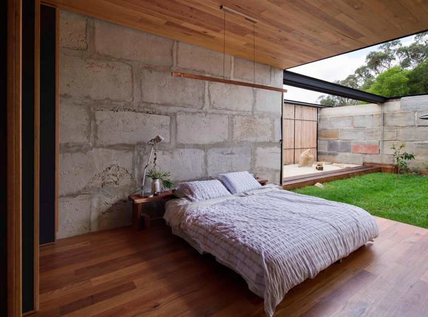 A Modern House Built From Reclaimed Concrete Blocks and Rough-Sawn Wood in Yackandandah, Australia by ARCHIER (27)