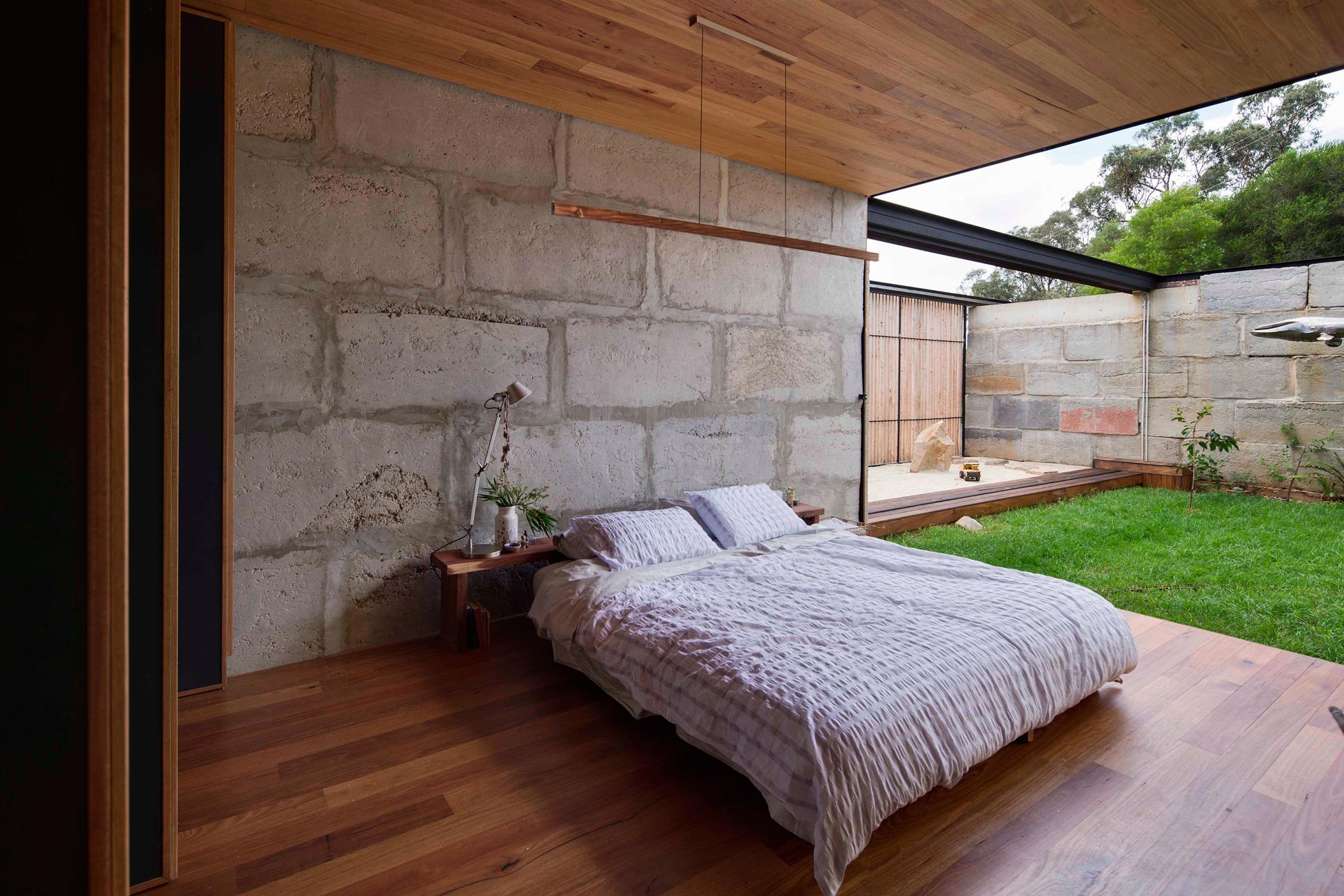 A Modern House Built From Reclaimed Concrete Blocks and Rough-Sawn Wood in Yackandandah, Australia by ARCHIER (27)