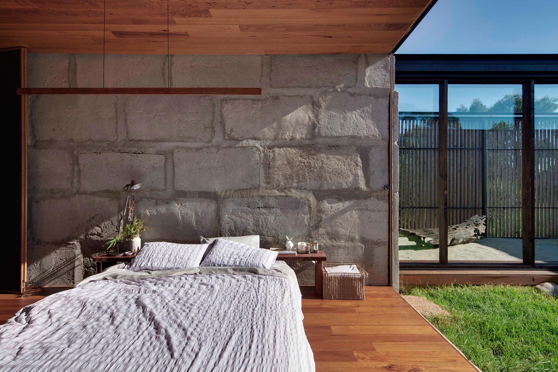A Modern House Built From Reclaimed Concrete Blocks and Rough-Sawn Wood in Yackandandah, Australia by ARCHIER (28)