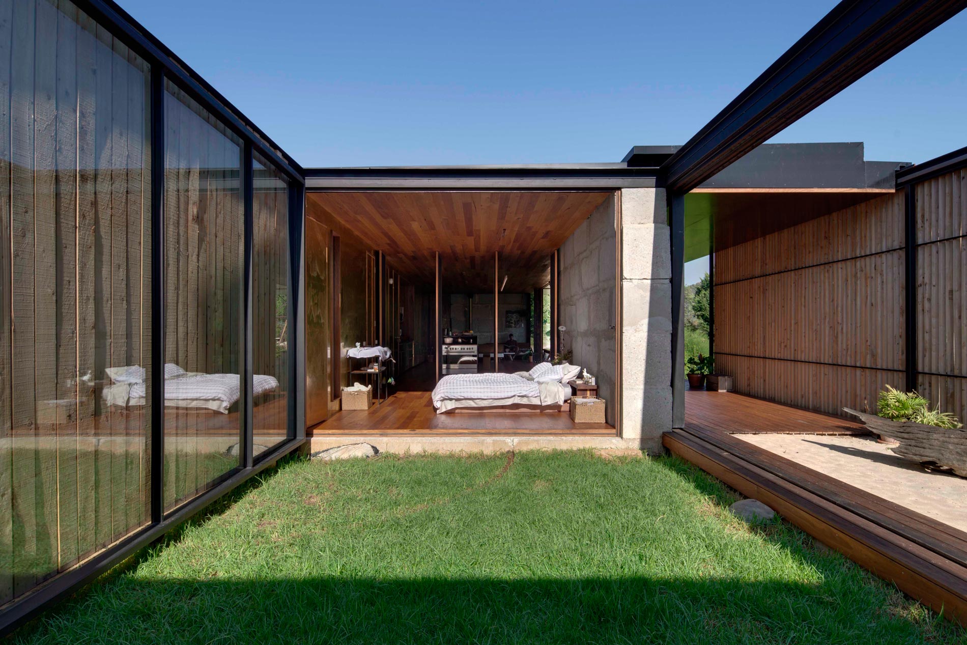 A Modern House Built From Reclaimed Concrete Blocks and Rough-Sawn Wood in Yackandandah, Australia by ARCHIER (29)