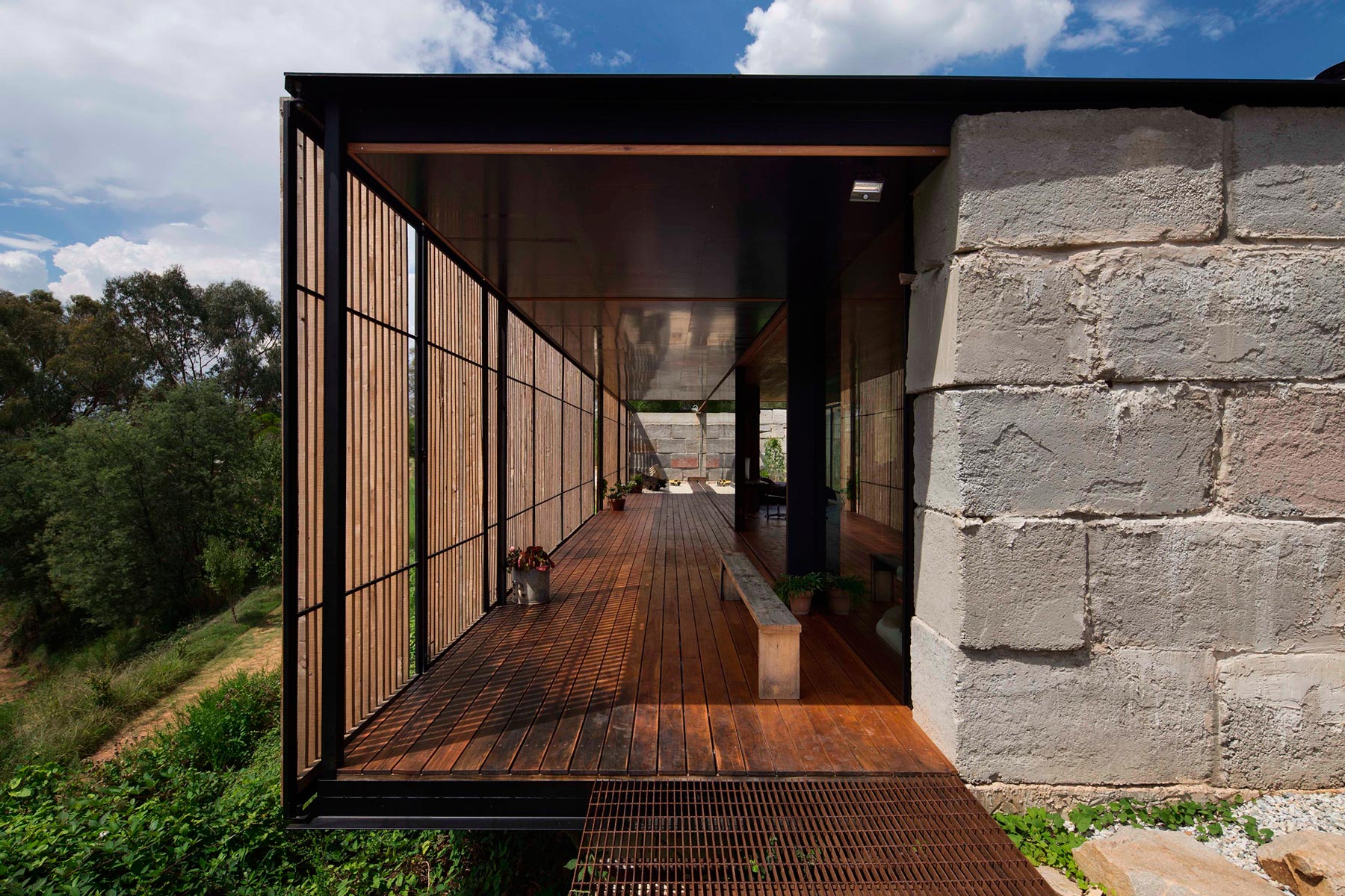 A Modern House Built From Reclaimed Concrete Blocks and Rough-Sawn Wood in Yackandandah, Australia by ARCHIER (3)
