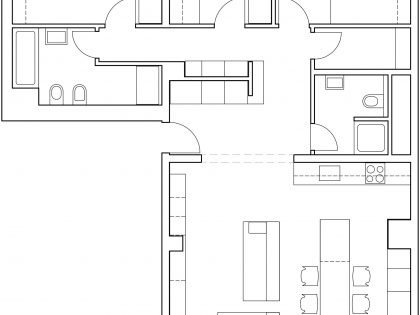 An Elegant L-Shaped Apartment with Walls of Modular Shelving and Storage in Ljubljana by Lidija Dragisic (17)