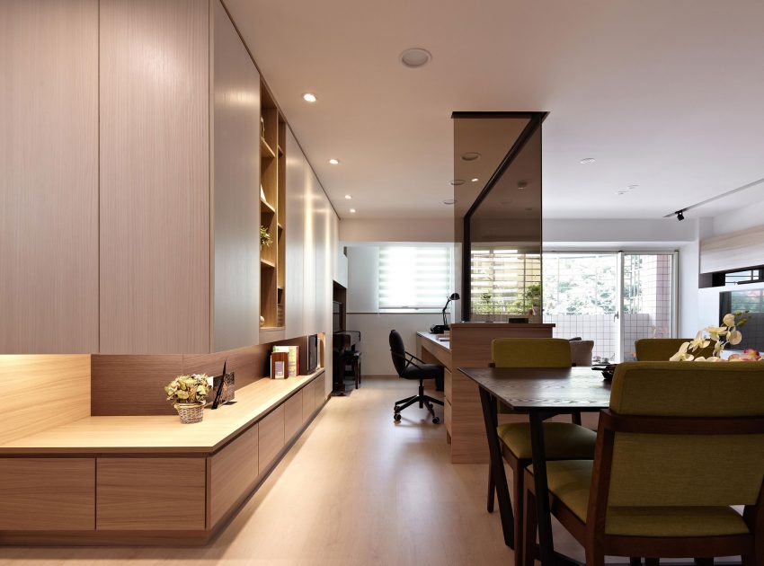 A Small Apartment Characterized by Shades of White and Brown Interiors in Taipei by Alfonso Ideas (12)