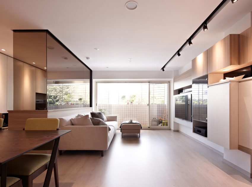 A Small Apartment Characterized by Shades of White and Brown Interiors in Taipei by Alfonso Ideas (3)