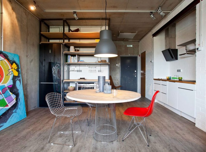 A Small Industrial Apartment with Exposed Brick, Metal and Wood in Moscow Oblast, Russia by Studio Odnushechka (2)