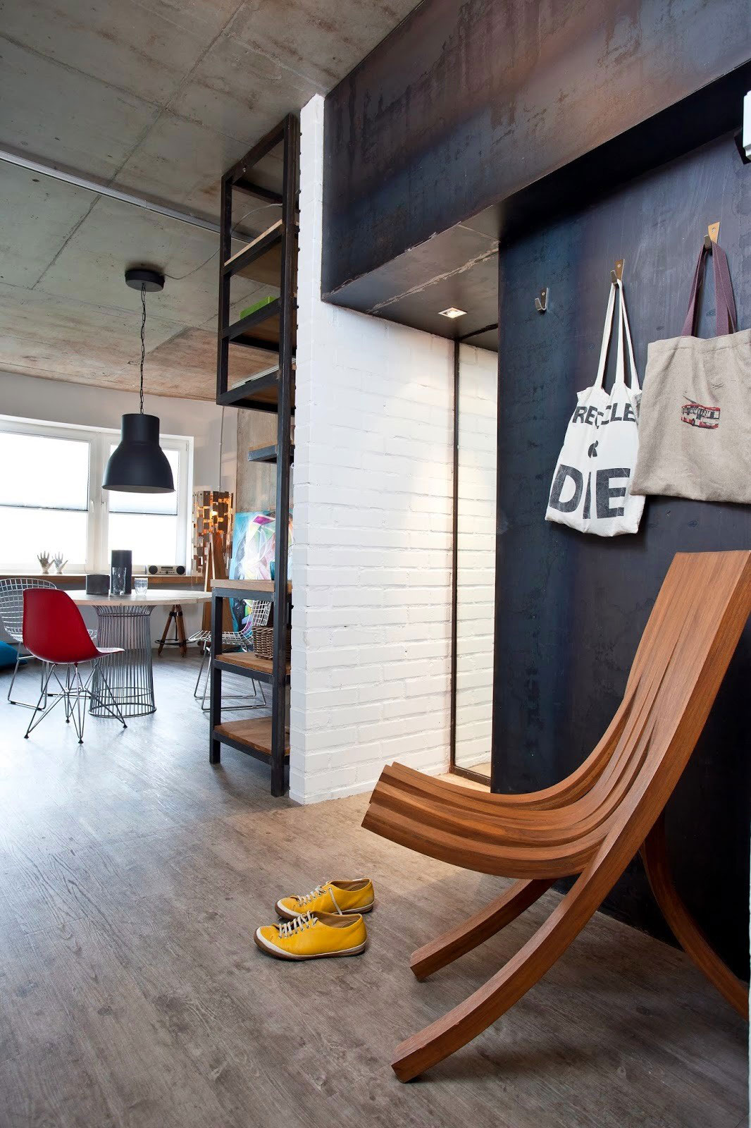 A Small Industrial Apartment with Exposed Brick, Metal and Wood in Moscow Oblast, Russia by Studio Odnushechka (7)