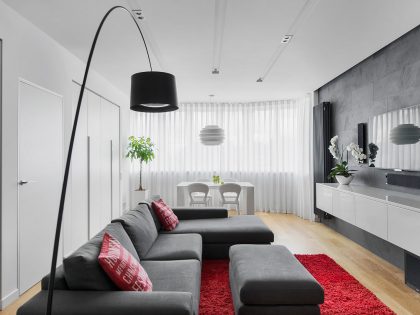 A Small Modern Apartment with Neutral Color and Dark Accents in Moscow, Russia by Tikhonov Design (1)