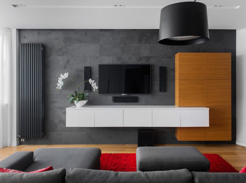 A Small Modern Apartment with Neutral Color and Dark Accents in Moscow, Russia by Tikhonov Design (2)