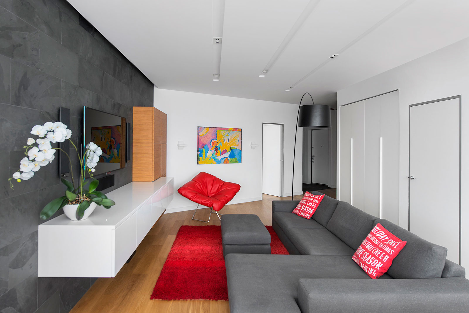 A Small Modern Apartment with Neutral Color and Dark Accents in Moscow, Russia by Tikhonov Design (4)