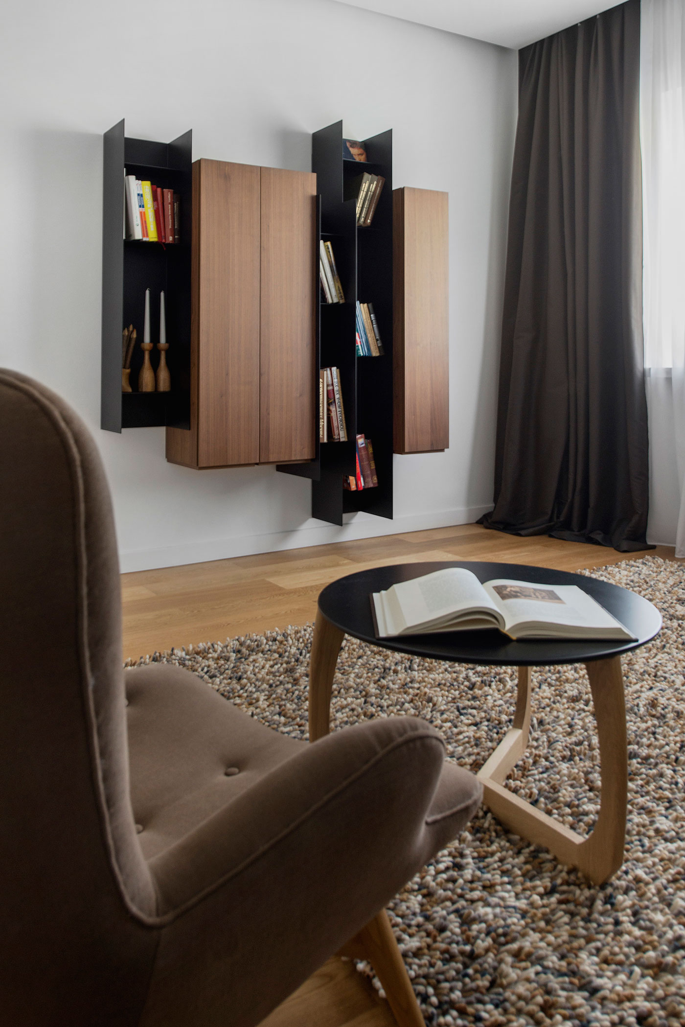 A Small Modern Apartment with Neutral Color and Dark Accents in Moscow, Russia by Tikhonov Design (7)
