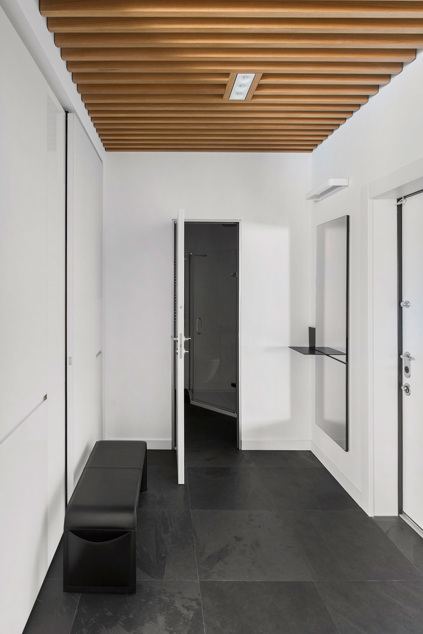 A Small Modern Apartment with Neutral Color and Dark Accents in Moscow, Russia by Tikhonov Design (9)