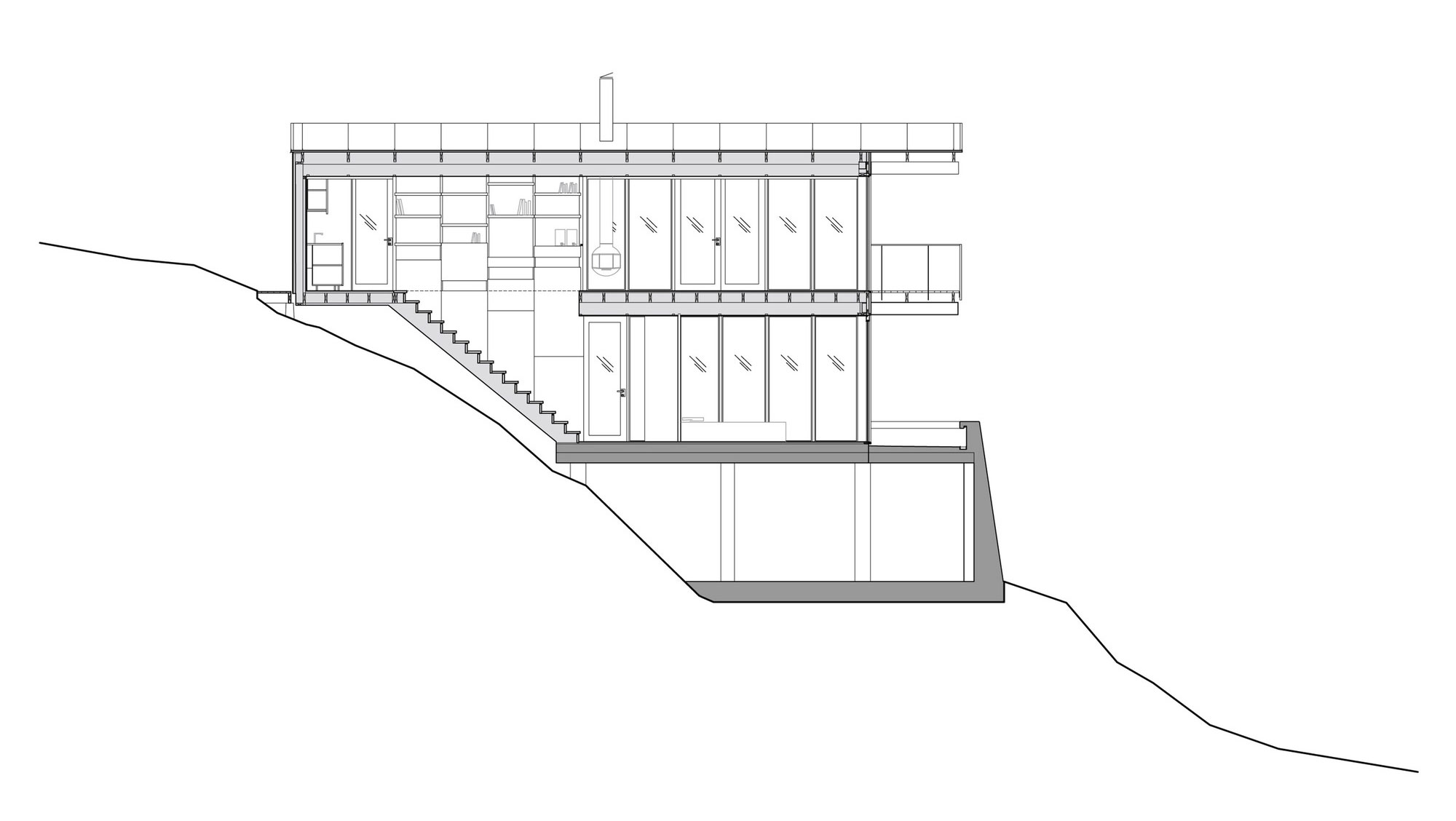 A Small Steel, Wood and Glass House Built on Steep Slope with Infinity Pool in Aspvik by Andreas Martin-Löf Arkitekter (18)