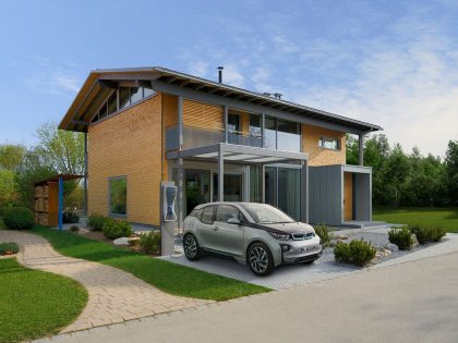 A Smart Contemporary Home with an Eco-Friendly and Luminous Character in Poing, Germany