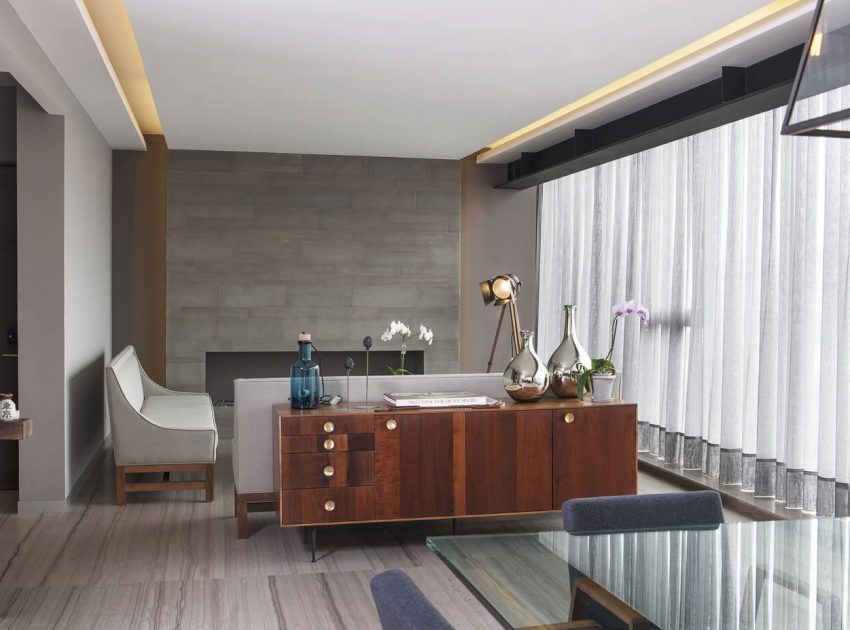 A Sober and Elegant Apartment with Industrial and Warm Elements in Interlomas, Mexico City by Kababie Arquitectos (5)