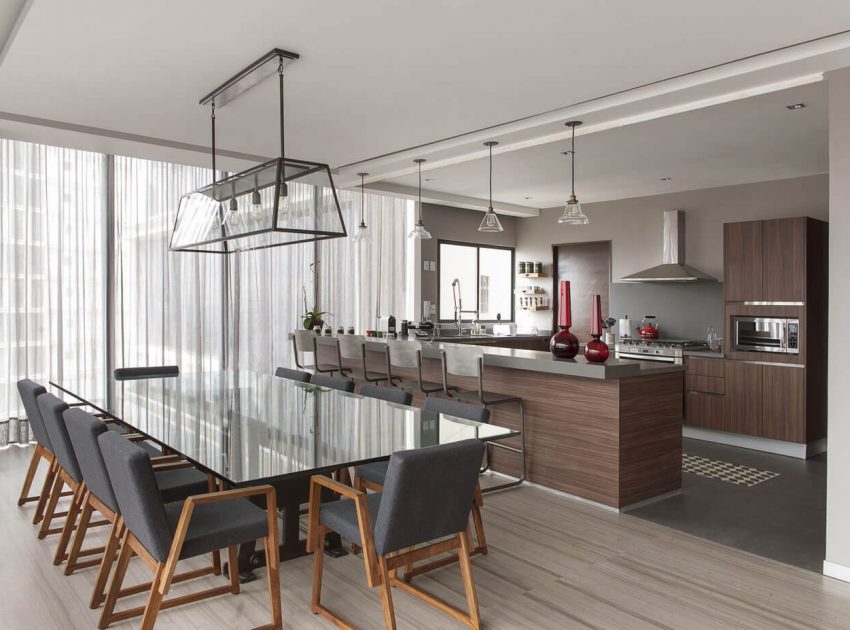 A Sober and Elegant Apartment with Industrial and Warm Elements in Interlomas, Mexico City by Kababie Arquitectos (7)