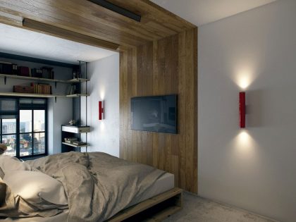 A Striking Modern Apartment with Red and Black Accents in Kharkov by One Studio (10)