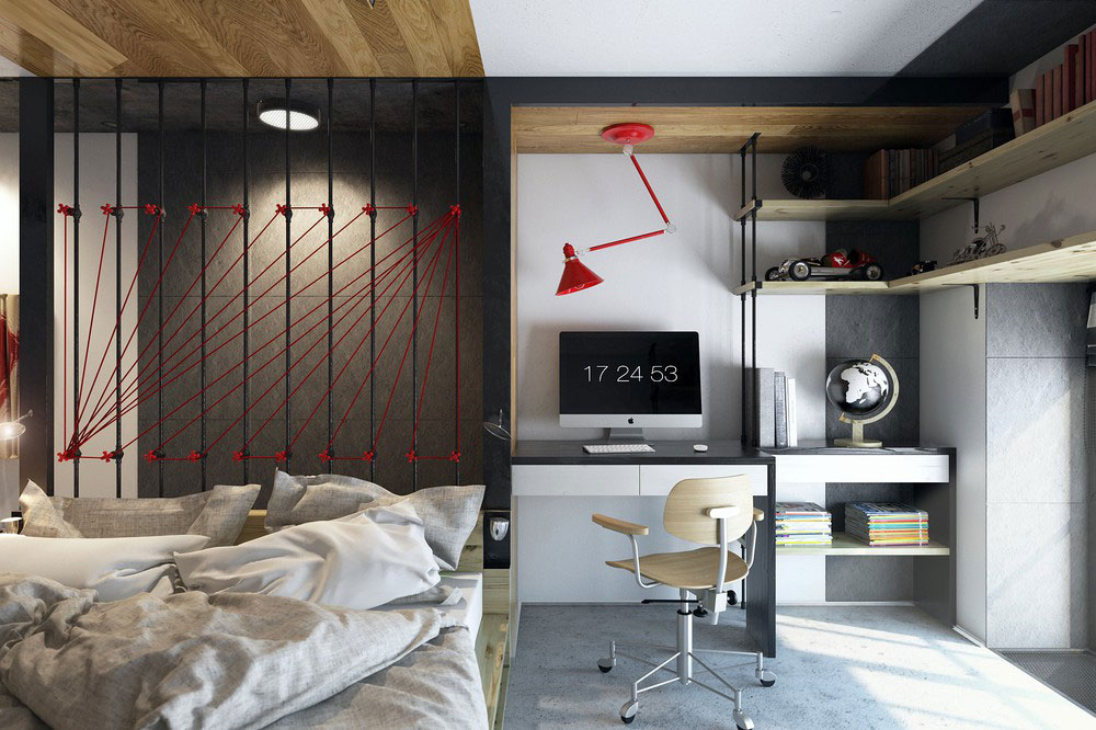 A Striking Modern Apartment with Red and Black Accents in Kharkov by One Studio (12)