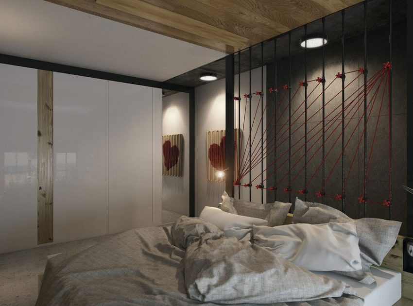 A Striking Modern Apartment with Red and Black Accents in Kharkov by One Studio (14)