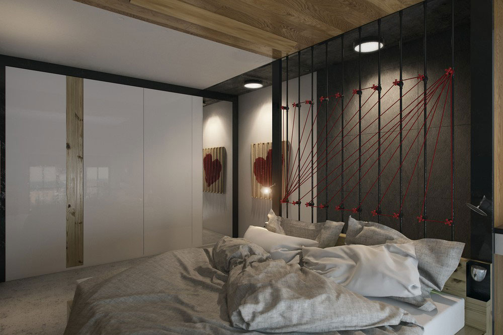 A Striking Modern Apartment with Red and Black Accents in Kharkov by One Studio (14)