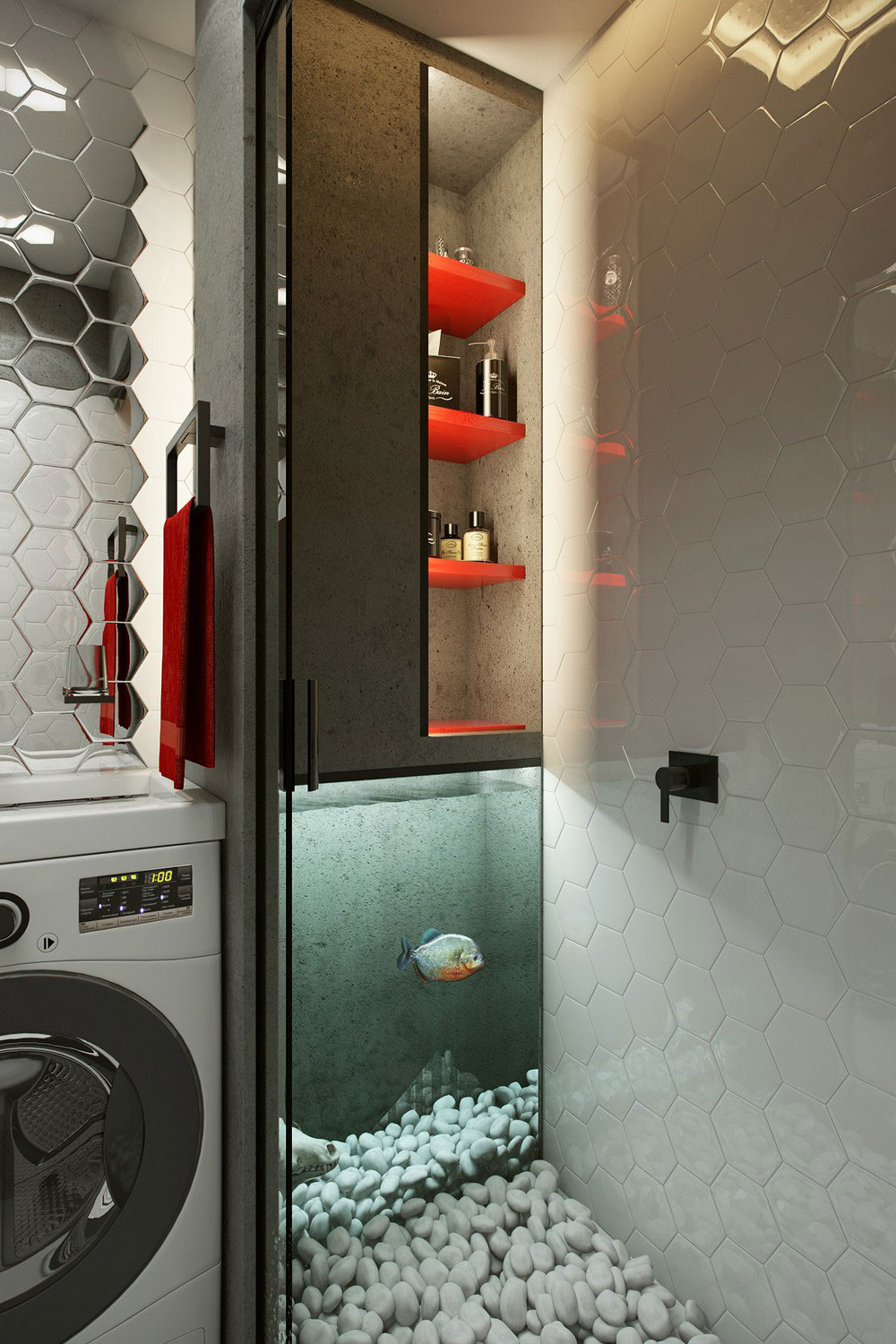 A Striking Modern Apartment with Red and Black Accents in Kharkov by One Studio (17)