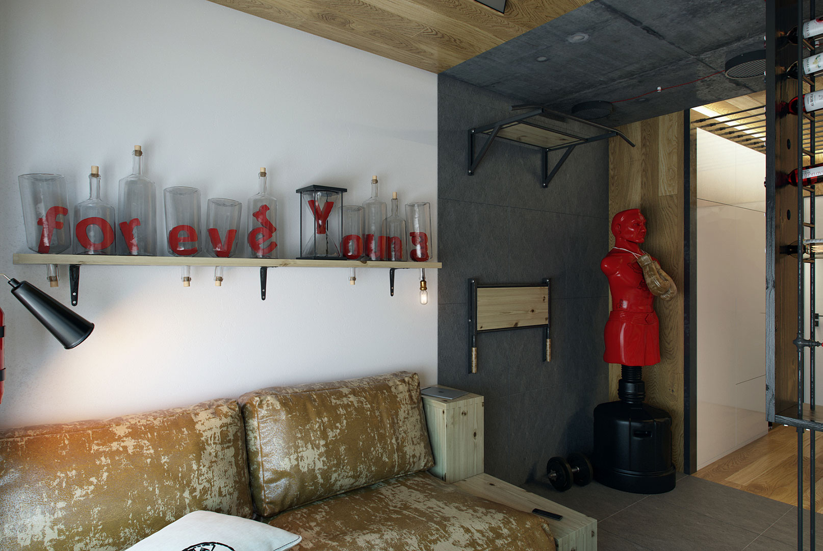 A Striking Modern Apartment with Red and Black Accents in Kharkov by One Studio (3)