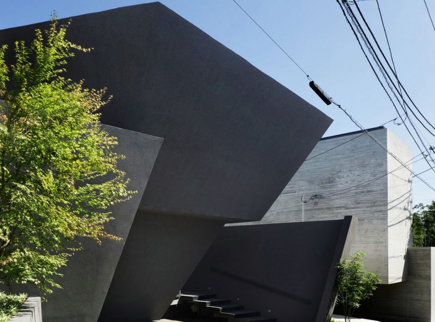 A Striking and Beautiful Geometric Home with Unique Angular walls in Meguro, Japan by ARTechnic Architects (2)