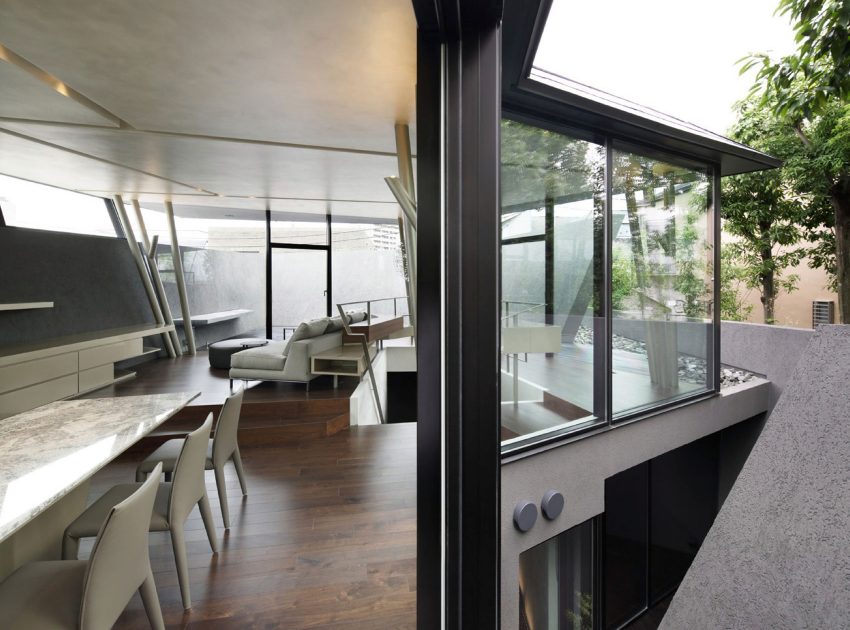 A Striking and Beautiful Geometric Home with Unique Angular walls in Meguro, Japan by ARTechnic Architects (7)