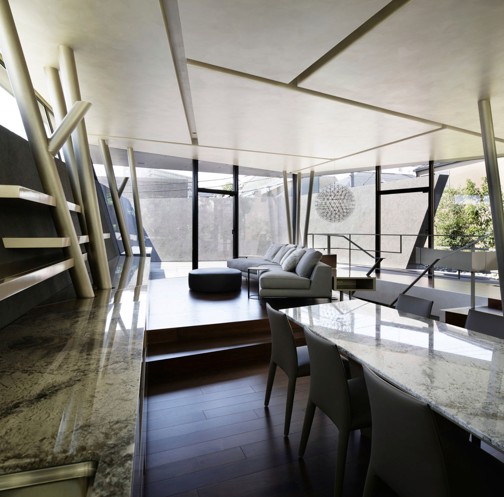 A Striking and Beautiful Geometric Home with Unique Angular walls in Meguro, Japan by ARTechnic Architects (9)