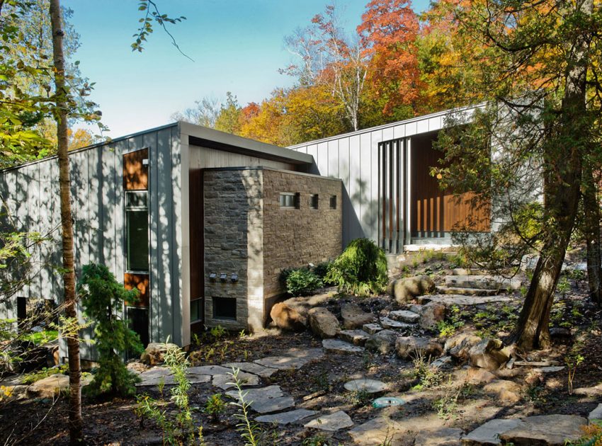 A Stunning Contemporary Home with Large Terrace Nestled in the Woods of Harrington, Quebec by Boom Town (1)