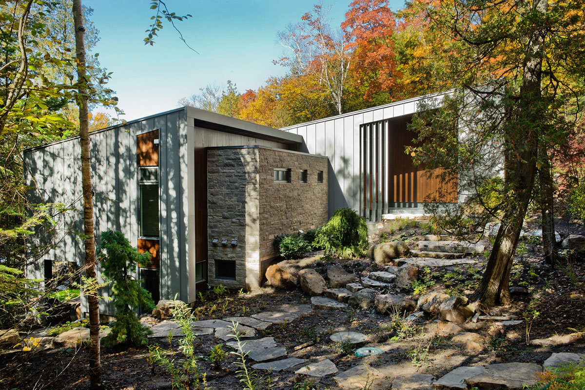 A Stunning Contemporary Home with Large Terrace Nestled in the Woods of Harrington, Quebec by Boom Town (1)