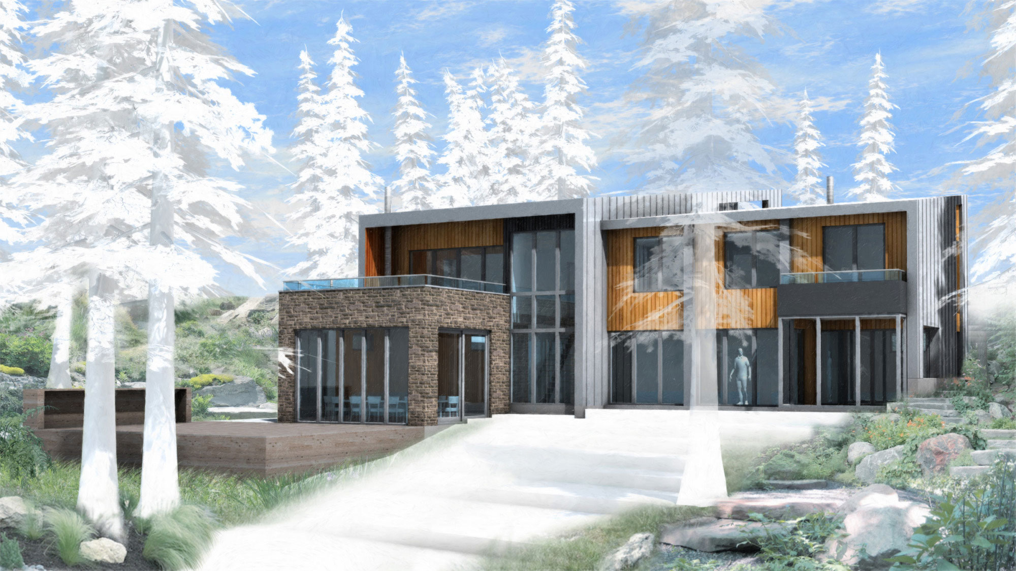 A Stunning Contemporary Home with Large Terrace Nestled in the Woods of Harrington, Quebec by Boom Town (42)