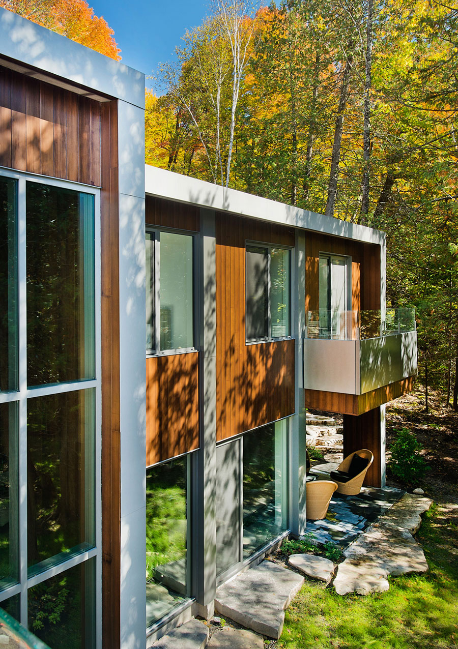A Stunning Contemporary Home with Large Terrace Nestled in the Woods of Harrington, Quebec by Boom Town (7)