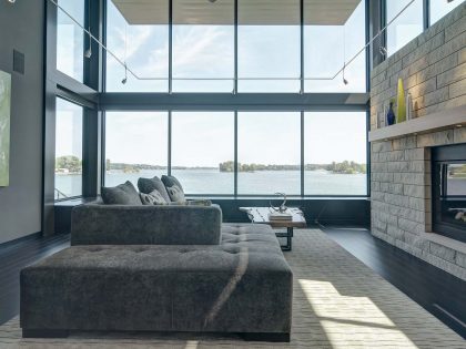 A Stunning Glass Lake House with Modern Silhouette of Earthy Materials in Minnesota by Rosenow | Peterson Design (22)