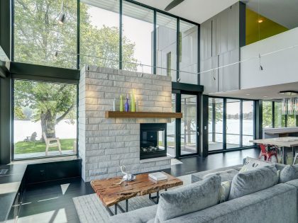 A Stunning Glass Lake House with Modern Silhouette of Earthy Materials in Minnesota by Rosenow | Peterson Design (23)