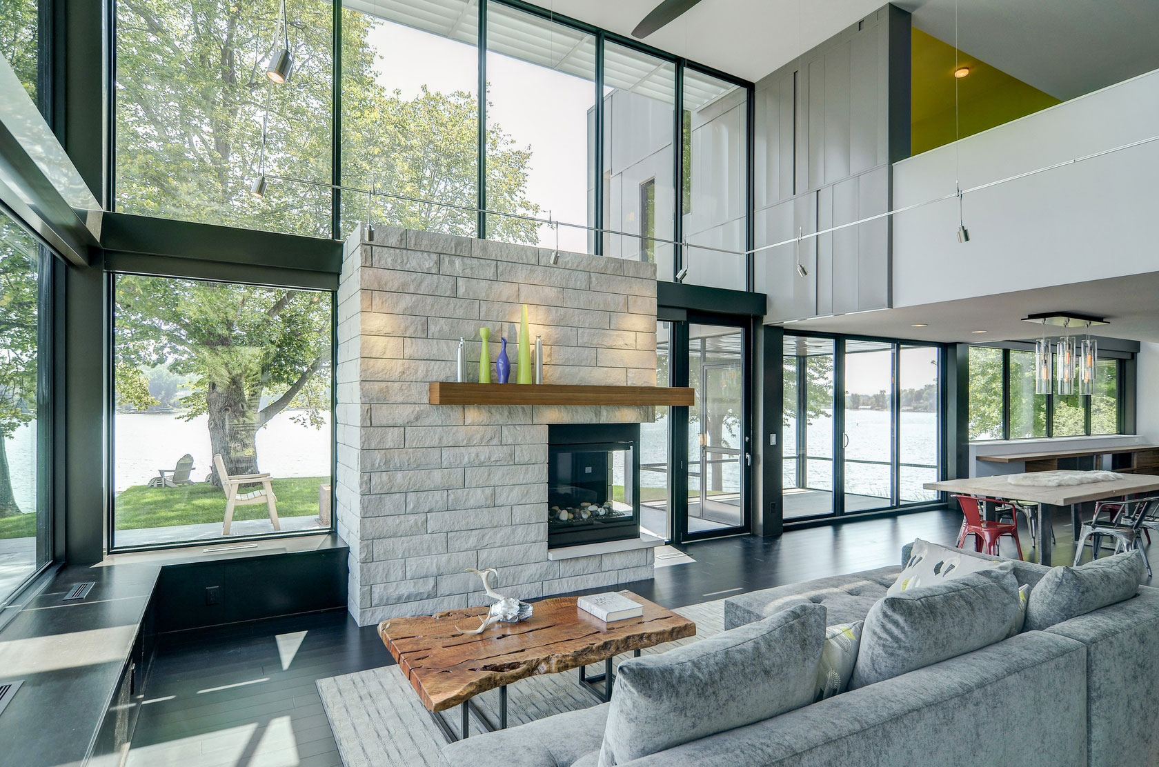 A Stunning Glass Lake House with Modern Silhouette of Earthy Materials in Minnesota by Rosenow | Peterson Design (23)