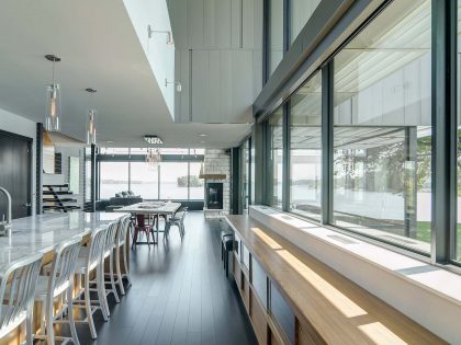 A Stunning Glass Lake House with Modern Silhouette of Earthy Materials in Minnesota by Rosenow | Peterson Design (27)