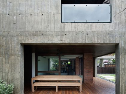 A Stunning Modern Bungalow with Red Brick and Concrete Structure in Singapore by ipli architects (4)