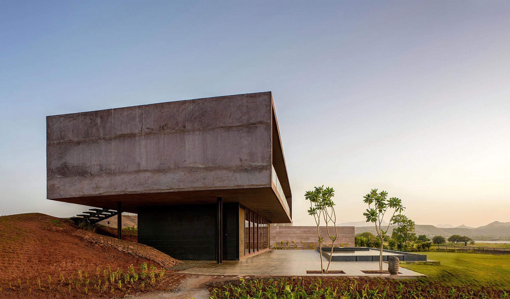 A Stunning Modern Concrete Home with Simple Interiors in Nashik, India by Ajay Sonar (3)