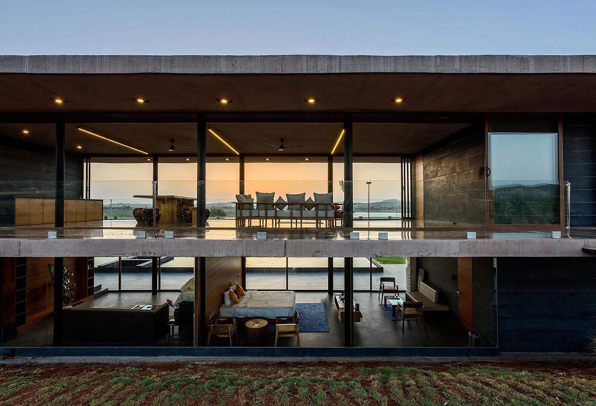 A Stunning Modern Concrete Home with Simple Interiors in Nashik, India by Ajay Sonar (6)