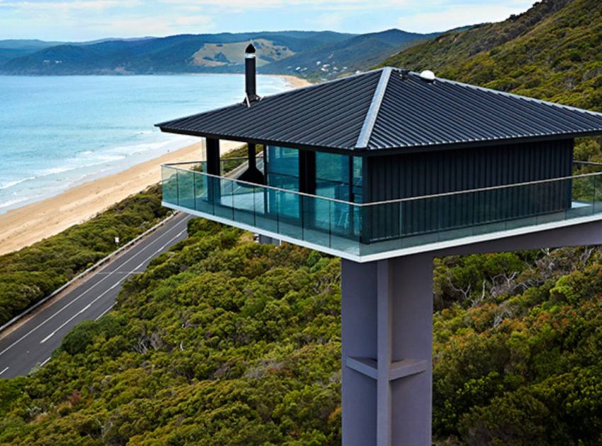 A Stunning Modern Hillside Home Perched above the Spectacular Ocean Road in Fairhaven, Australia by F2 Architecture (1)