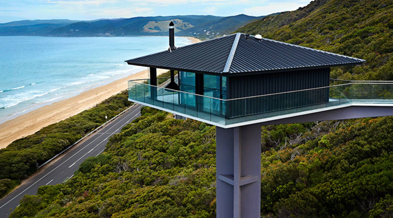 A Stunning Modern Hillside Home Perched above the Spectacular Ocean Road in Fairhaven, Australia by F2 Architecture (1)