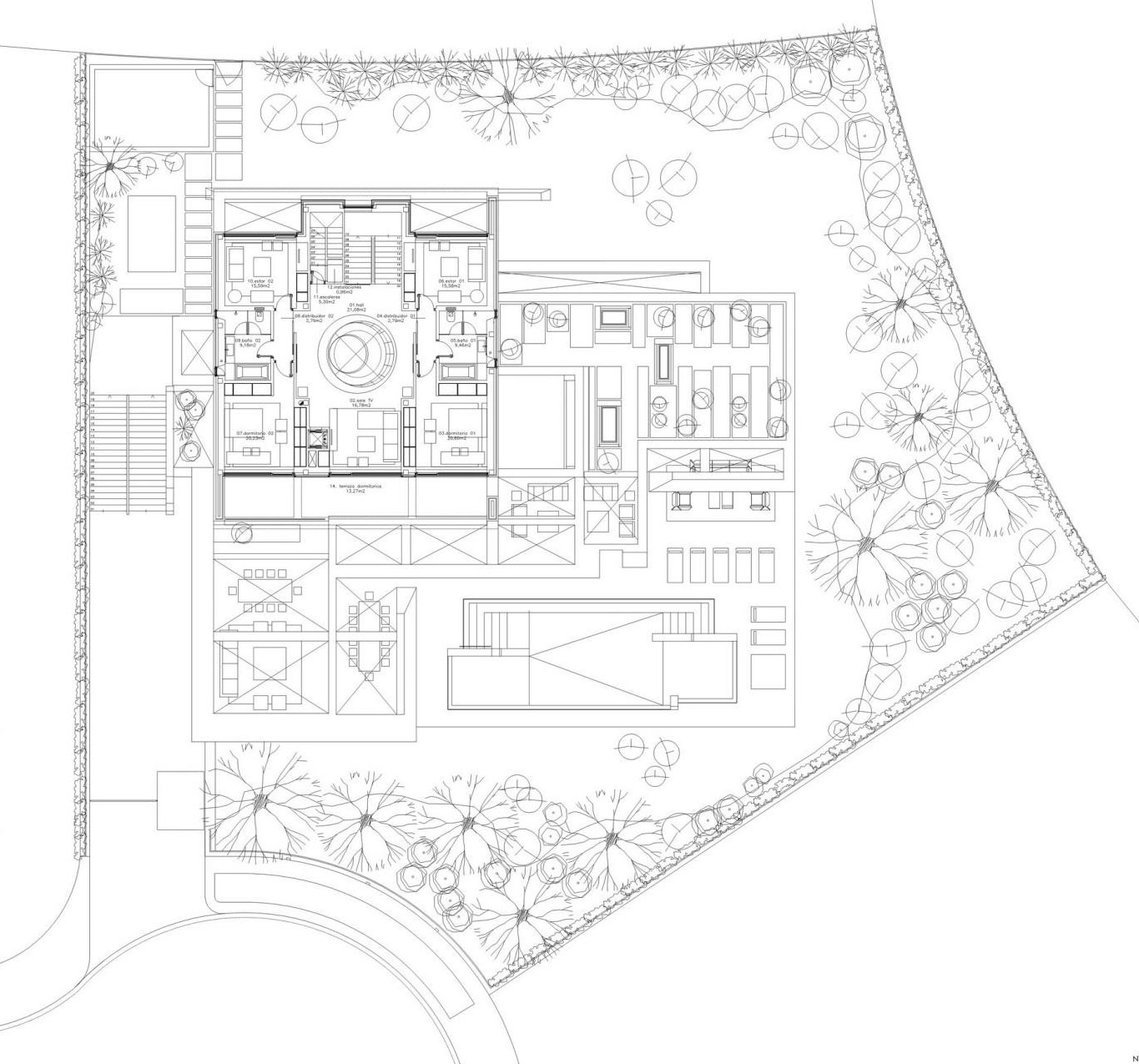 A Stylish Contemporary Concrete House with Black Glass and Marble Facade in Seville by A-cero (59)